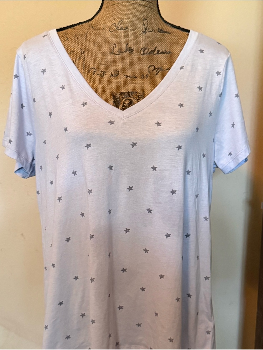 Splendid Light Blue V-Neck Star Print Tee